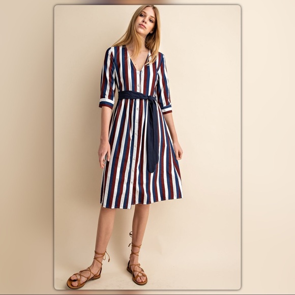 Multicolored Striped Midi Dress - Picture 3 of 8